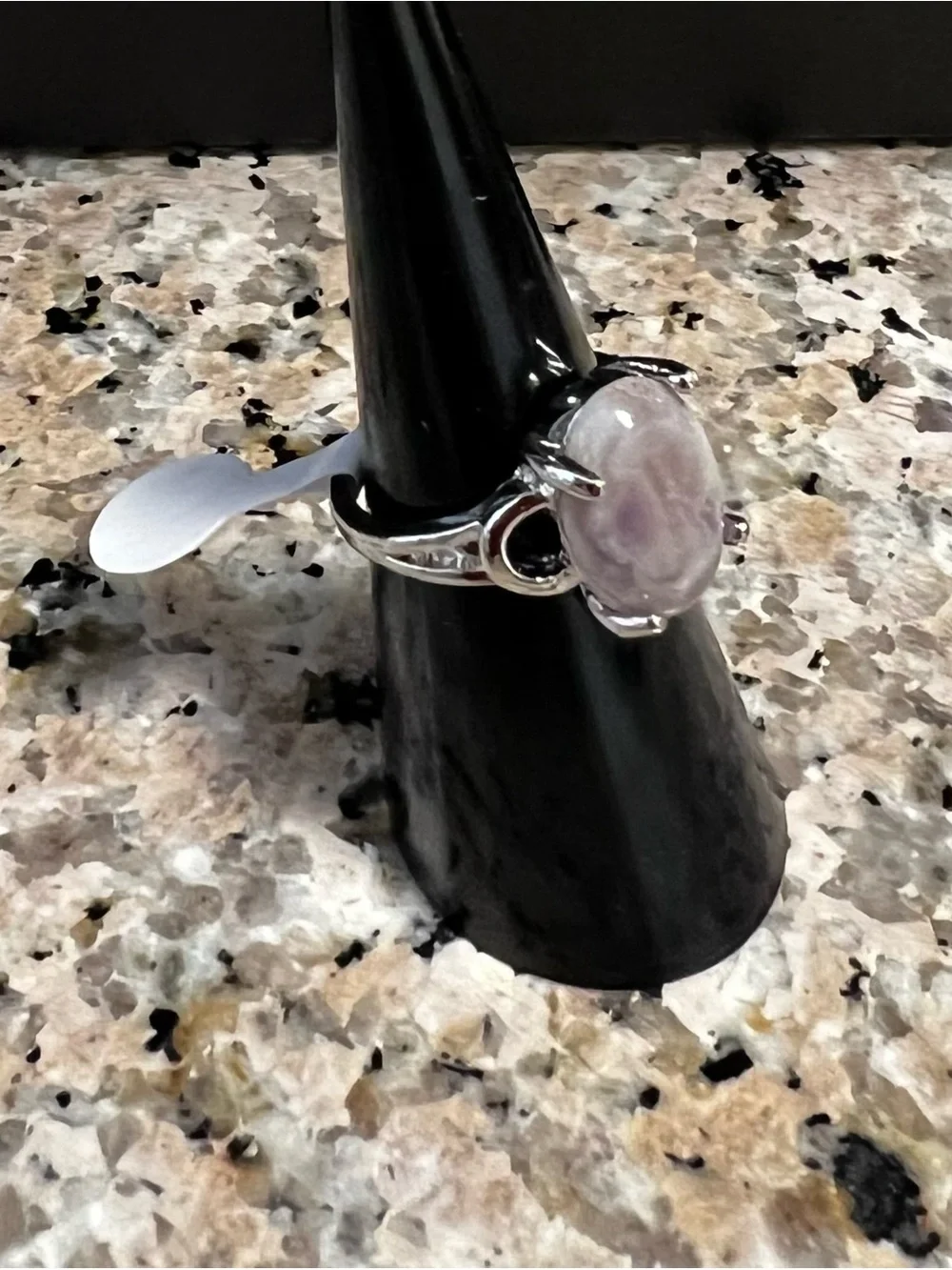 Silver Lilac Oval Gemstone Ring (Size 5 1/2) New
